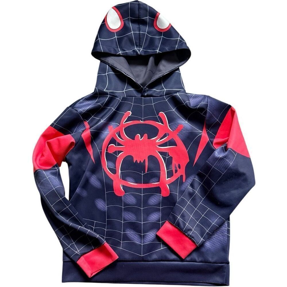Youth Boys Marvel Spiderman Miles Morales Cosplay Sweatshirt Hoodie - Sz S
